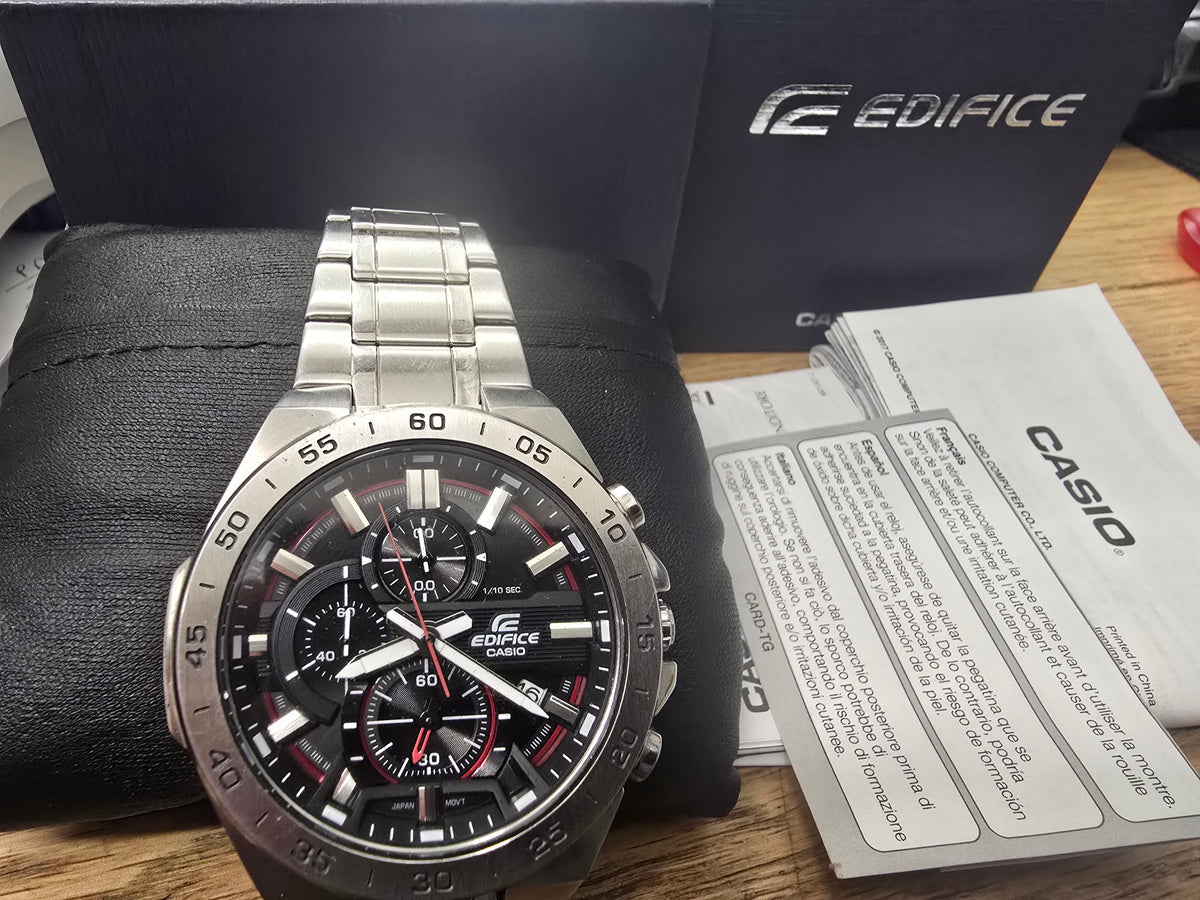 Casio Edifice Chronograph Men's Stainless Steel Watch Black Dial Date Quartz (sh25779l)