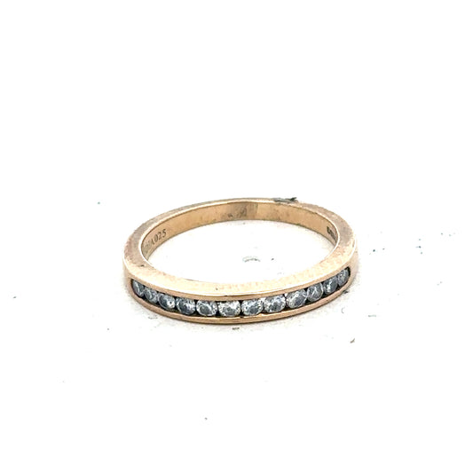 9ct yellow gold diamond ring with 1/4 carat total weight in size J1/2, featuring a sparkling diamond center and gold band.