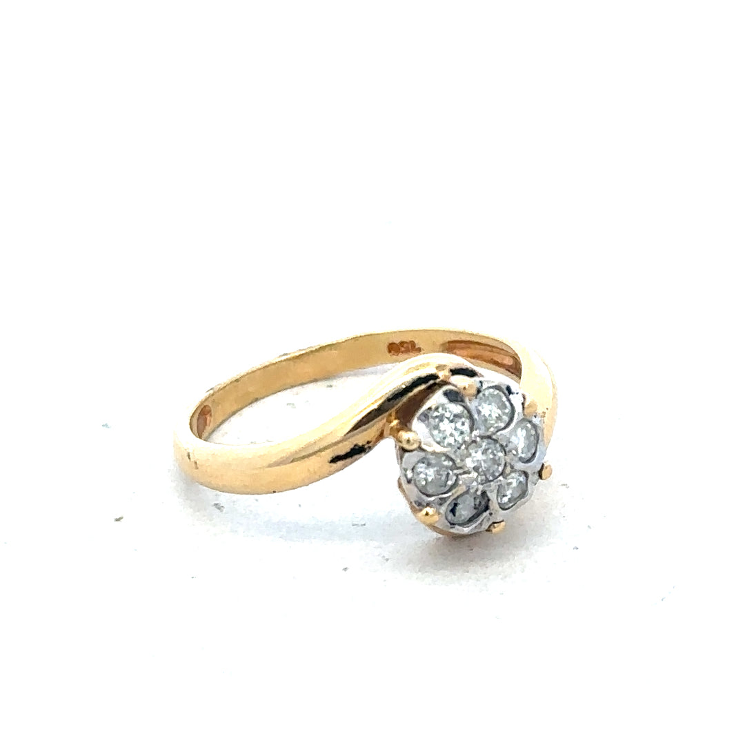 18ct yellow gold diamond ring size L1/2 with sparkling diamonds, crafted in elegant design, unbranded jewelry for special occasions.