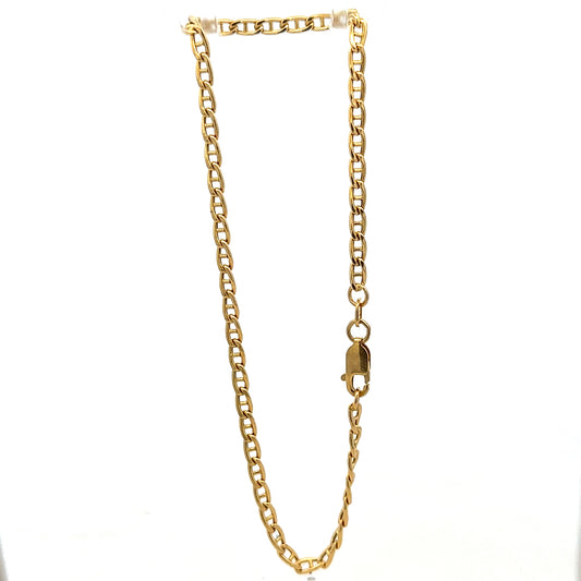 9ct yellow gold bracelet weighing 2.2g with delicate chain links, styled with subtle shine and intricate craftsmanship.