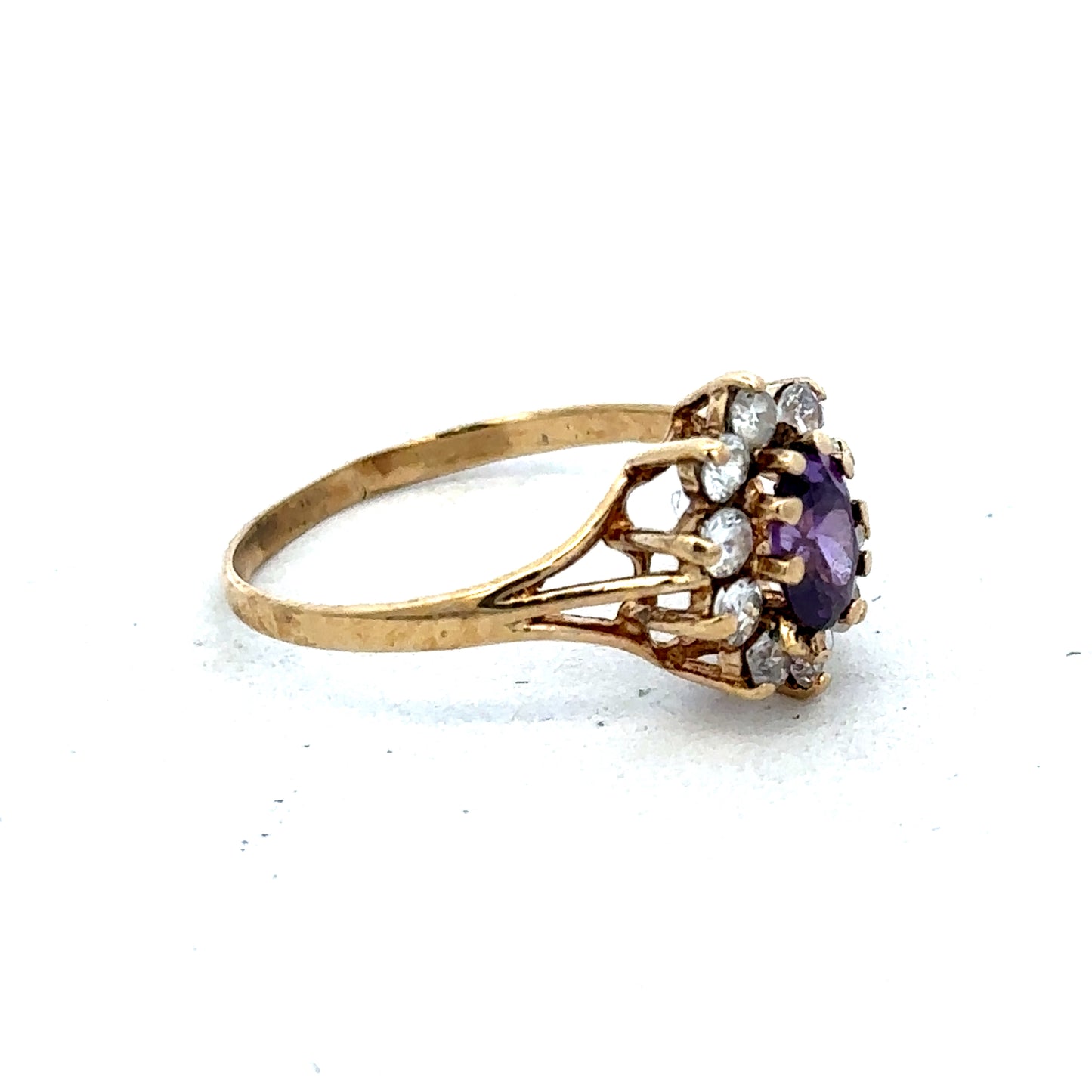 9ct yellow gold ring size M1/2 from Reeves and Sons, close-up view showcasing the smooth band and shiny finish.