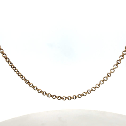 9ct yellow gold belcher chain weighing 13.4g from Reeves and Sons, close-up of the textured link design on a plain background.