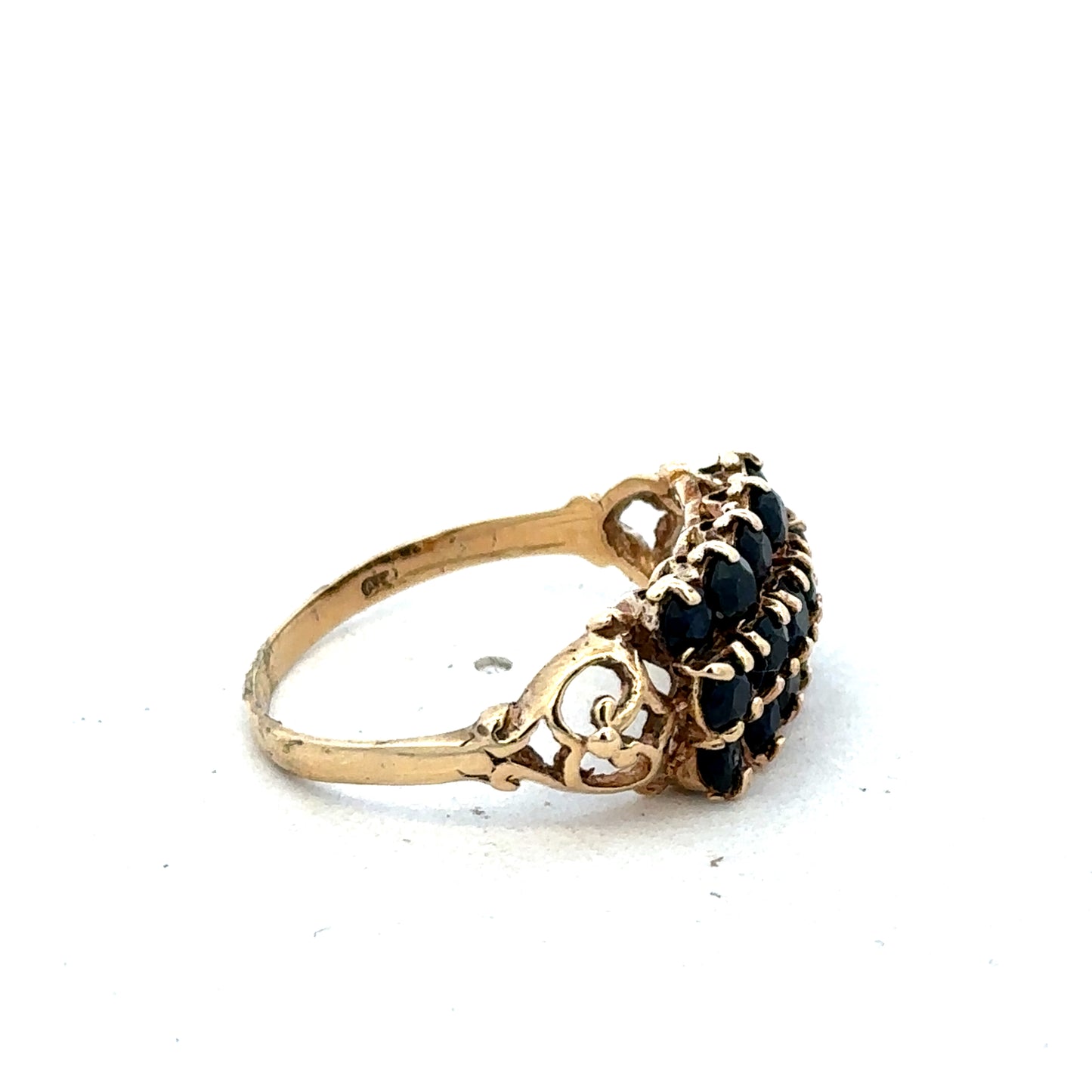 9ct yellow gold sapphire ring size P (sh27321b)