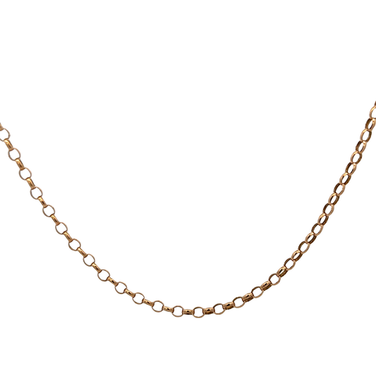 9ct yellow gold belcher chain weighing 4.8g, featuring classic linked design, from Reeves and Sons.