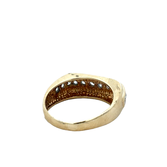 9ct yellow gold ring size U1/2 by Reeves and Sons, featuring a smooth polished band and elegant design.