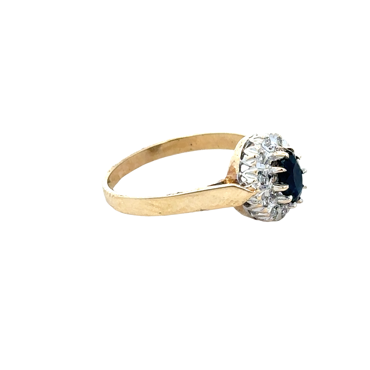 9ct yellow gold sapphire and diamond ring size O (sh27803b)