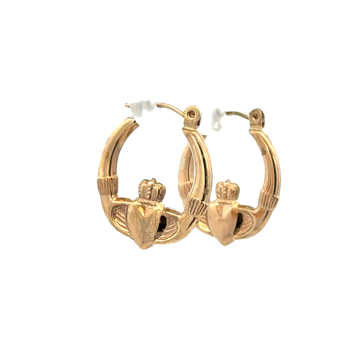 9ct yellow gold claddagh hoop earrings 0.9g (sh25448l)