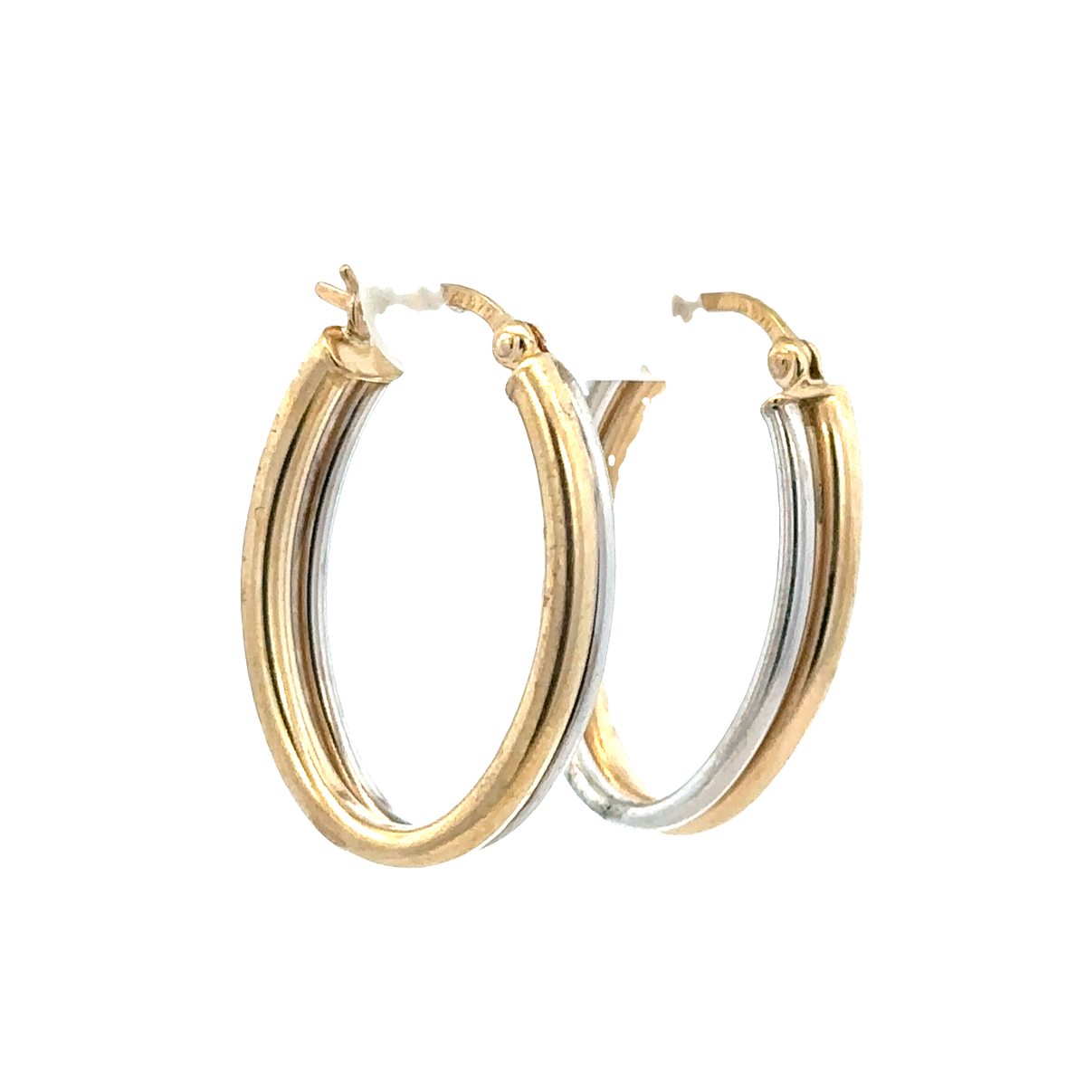 9ct yellow and white gold hoop earrings 2.3g (sh27522b)