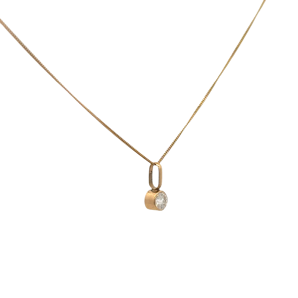 9ct yellow gold chain and diamond pendant 1.2g (bb1972b)