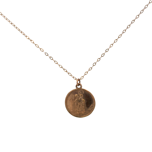9ct yellow gold chain and St Christopher pendant 3.8g (sh26815b)