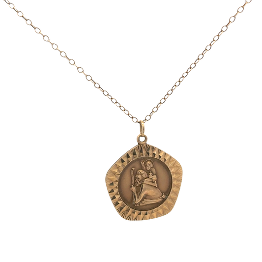 9ct yellow gold chain and St Christopher pendant 6.2g (sh26814b)