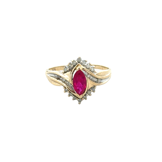 9ct yellow gold diamond ring size T (sh27952b)