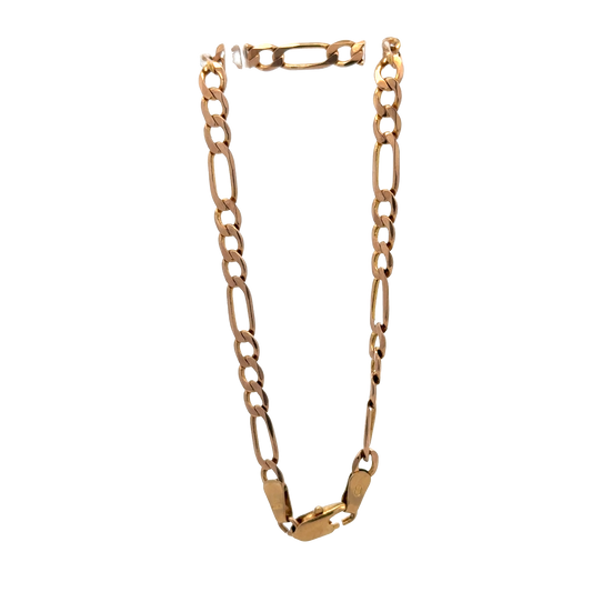 9ct yellow gold figaro bracelet 3.7g (sh26924b)