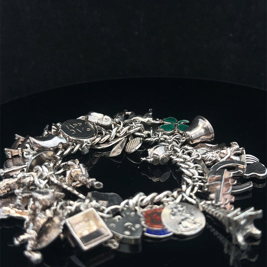 Silver charm bracelet 88.1g (sh26830b)