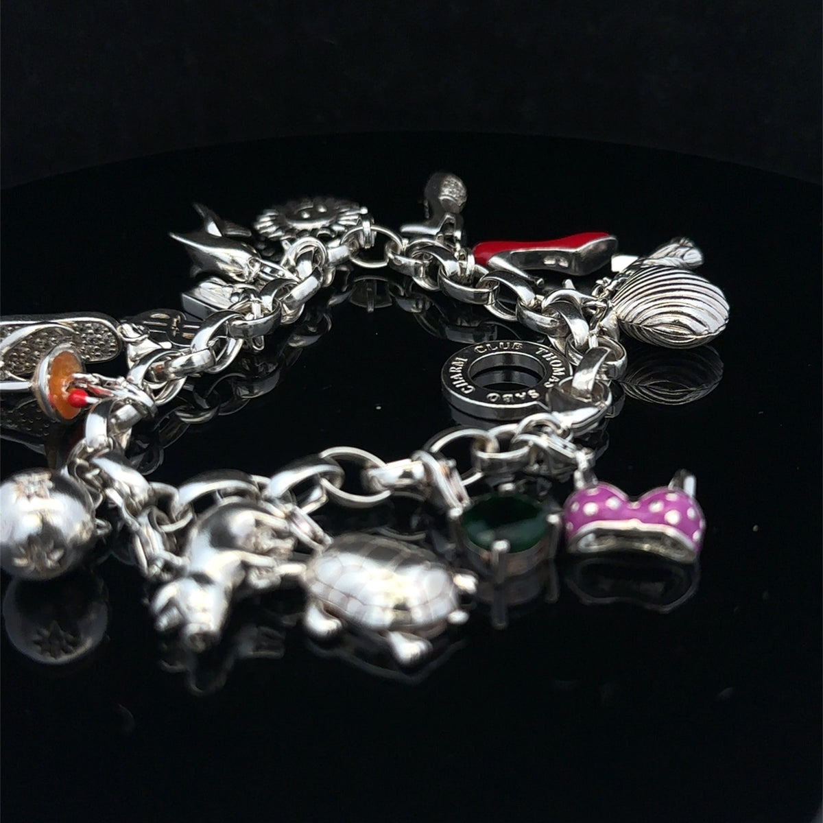 Silver charm bracelet 62g (sh25467l)