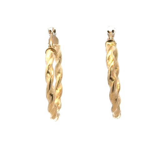 9ct yellow gold hoop earrings weighing 1.2g, featuring classic round hoops from Reeves and Sons, displayed on a white background.