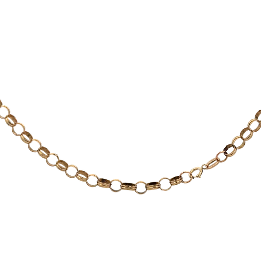 9ct yellow gold Belcher chain weighing 6g, featuring classic linked design by Reeves and Sons, displayed on a plain background.
