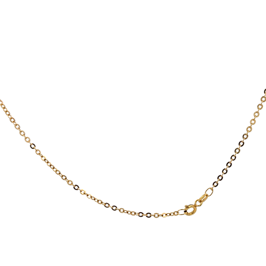 9ct yellow gold chain weighing 2.6g, featuring a delicate link design, from Reeves and Sons.