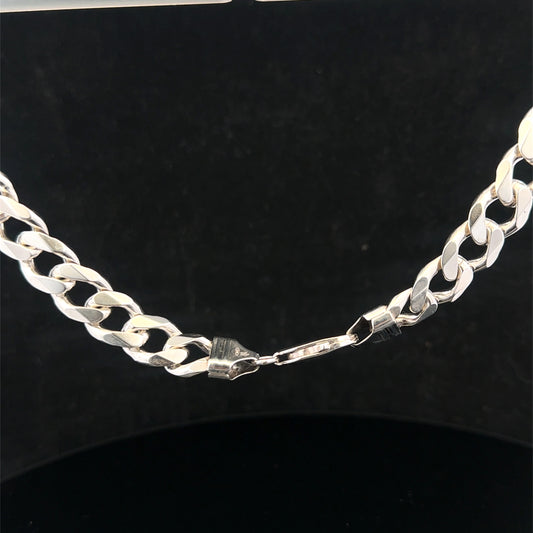 Reeves and Sons silver curb chain, 108.1g, close-up product view