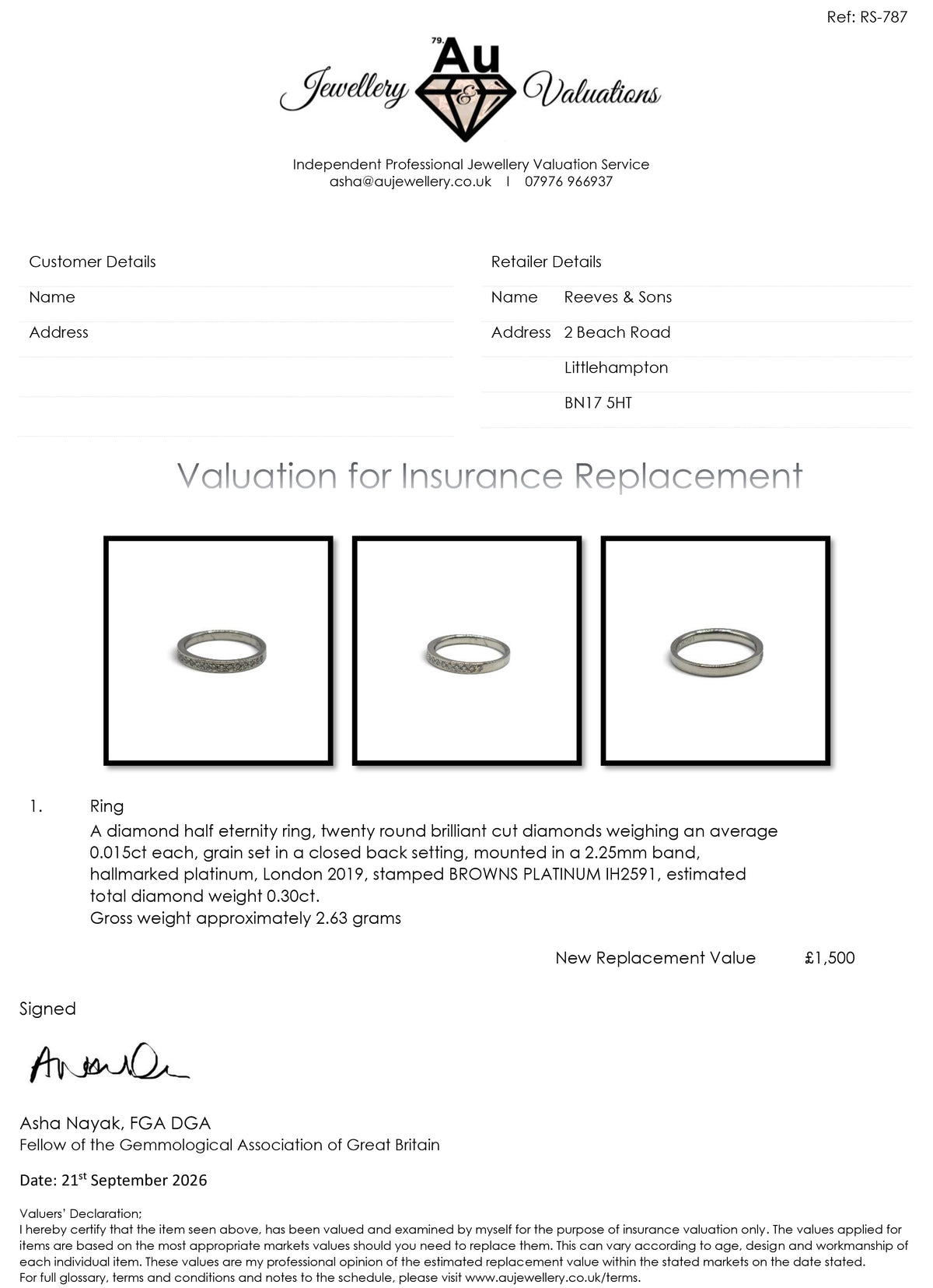 Platinum half eternity diamond ring sh27167b