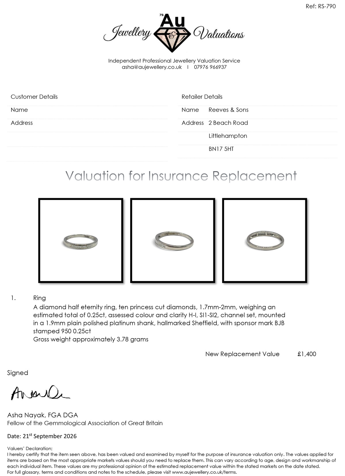 Platinum half eternity diamond ring sh27172b