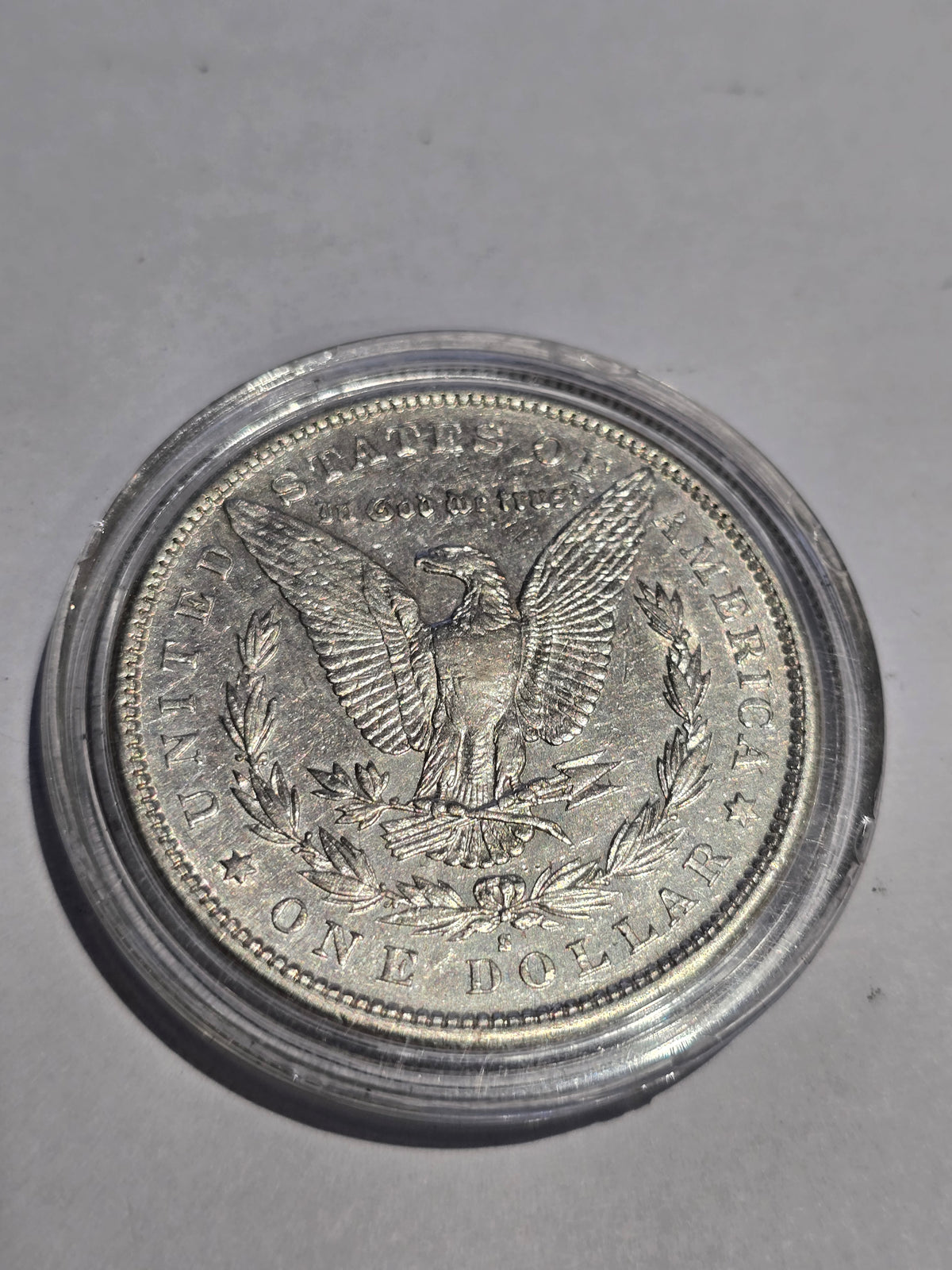 1881 US Morgan Silver Dollar (.900 Silver) – Classic American Vintage Coin in Acrylic Capsule (sh26114b)