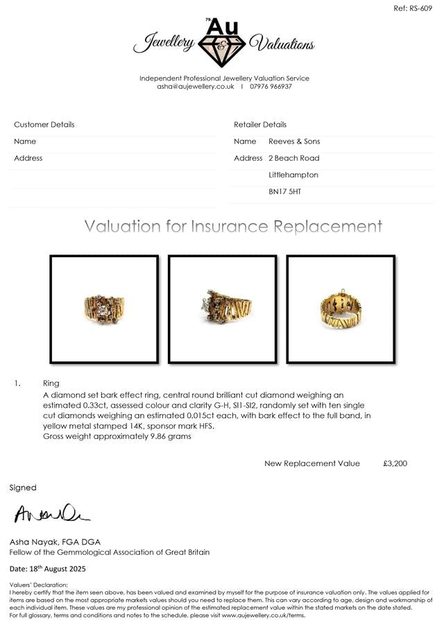 14ct yellow gold diamond ring with sparkling diamonds, elegant jewelry piece showcasing fine craftsmanship and luxurious design.