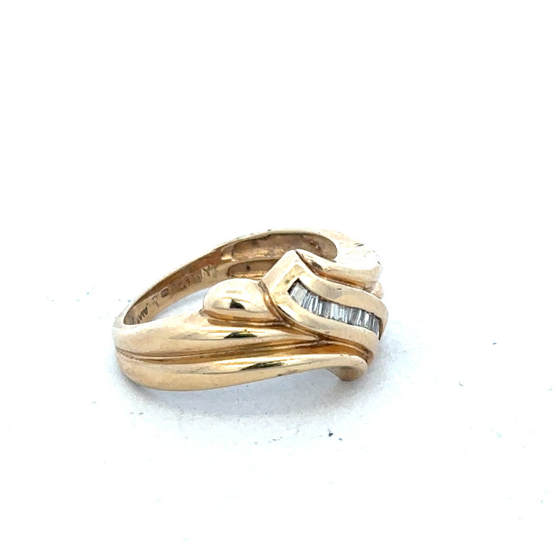 14ct yellow gold diamond ring in size M, featuring a sparkling diamond setting and a simple, elegant design.
