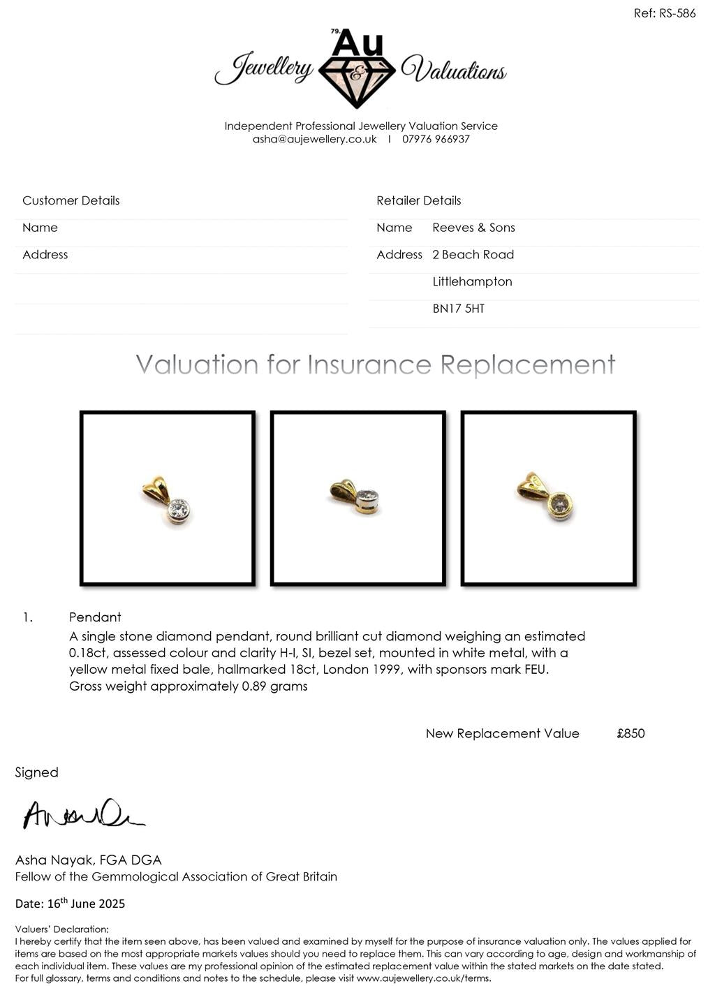 18ct diamond pendant featuring sparkling diamonds set in a delicate gold setting, unbranded jewelry accessory.