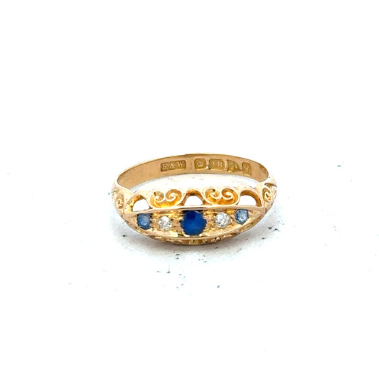 18ct yellow gold diamond ring, size J, featuring a sparkling diamond set in a simple, elegant band.