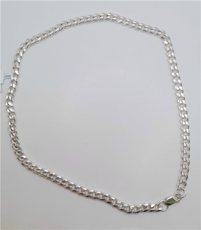 925 silver curb chain necklace, 18 inches long, weighs 40.8g, featuring classic silver links, unbranded jewelry accessory.