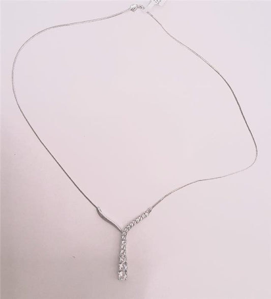 9ct white gold chain, 17-inch length, 5.1g, unbranded jewelry showing the elegant chain design and shine.