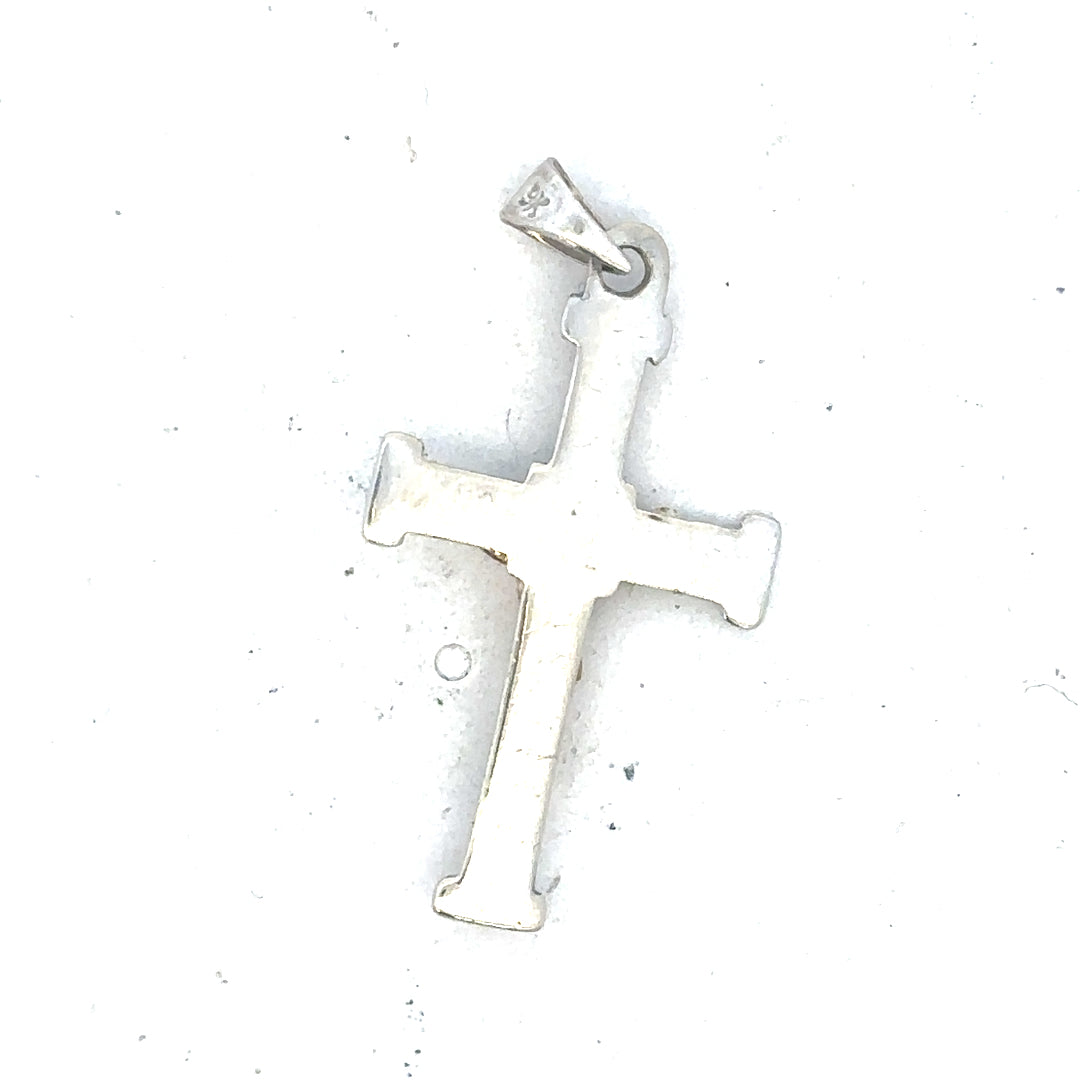 9ct white gold cross pendant weighing 1.7g, featuring a simple and elegant design, ideal for everyday jewelry.