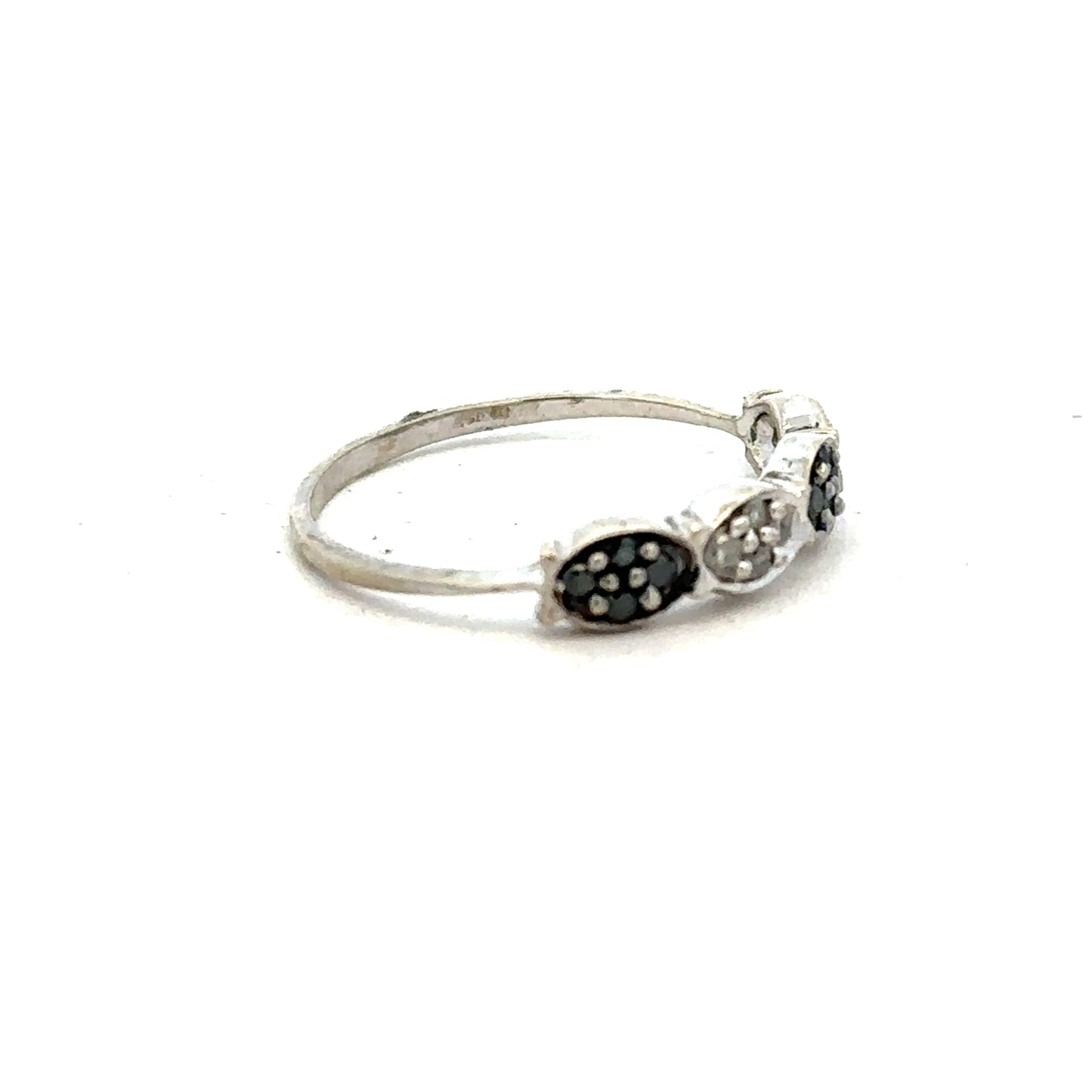 9ct white gold diamond ring size K1/2 with sparkling diamonds, unbranded, showing the elegant design and polished finish.