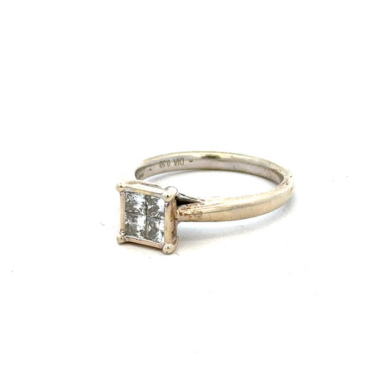 9ct white gold diamond ring in size L1/2, featuring a sparkling diamond and elegant design.