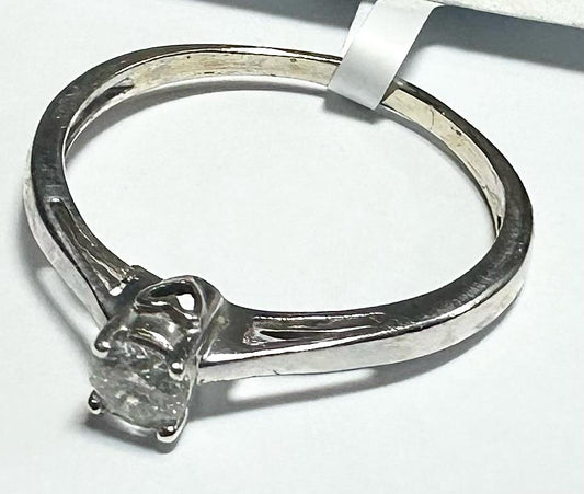 9ct white gold diamond ring in size Q1/2 with sparkling diamonds, elegant jewelry piece showcasing fine craftsmanship.