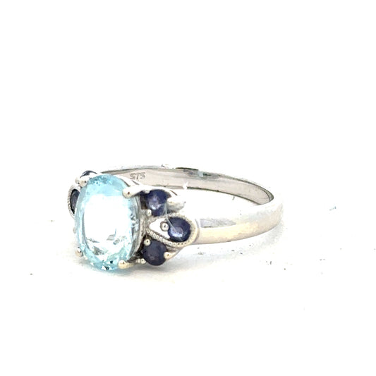 9ct white gold ring in size N, featuring a sleek band and polished finish, displayed on a neutral background.