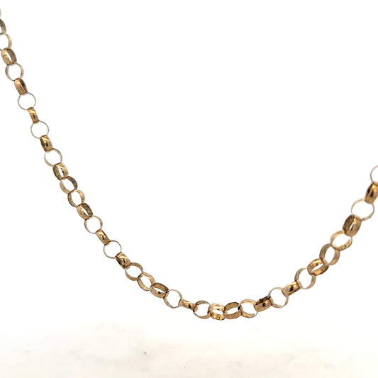 9ct yellow gold belcher chain weighing 12.7g, featuring classic linked design and crafted in unbranded quality.