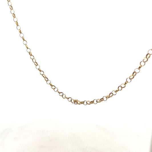 9ct yellow gold belcher chain weighing 5.2g, showcasing its classic linked design and shiny finish.