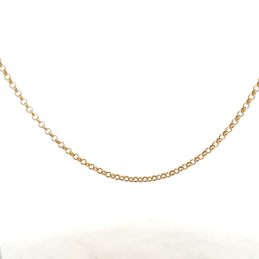 9ct yellow gold belcher chain weighing 5.2g, featuring classic linked design, unbranded jewelry accessory.
