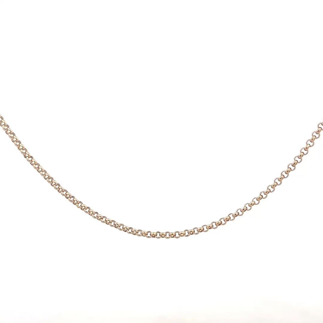 9ct yellow gold belcher chain weighing 5.3g, featuring classic linked design, unbranded jewelry accessory.