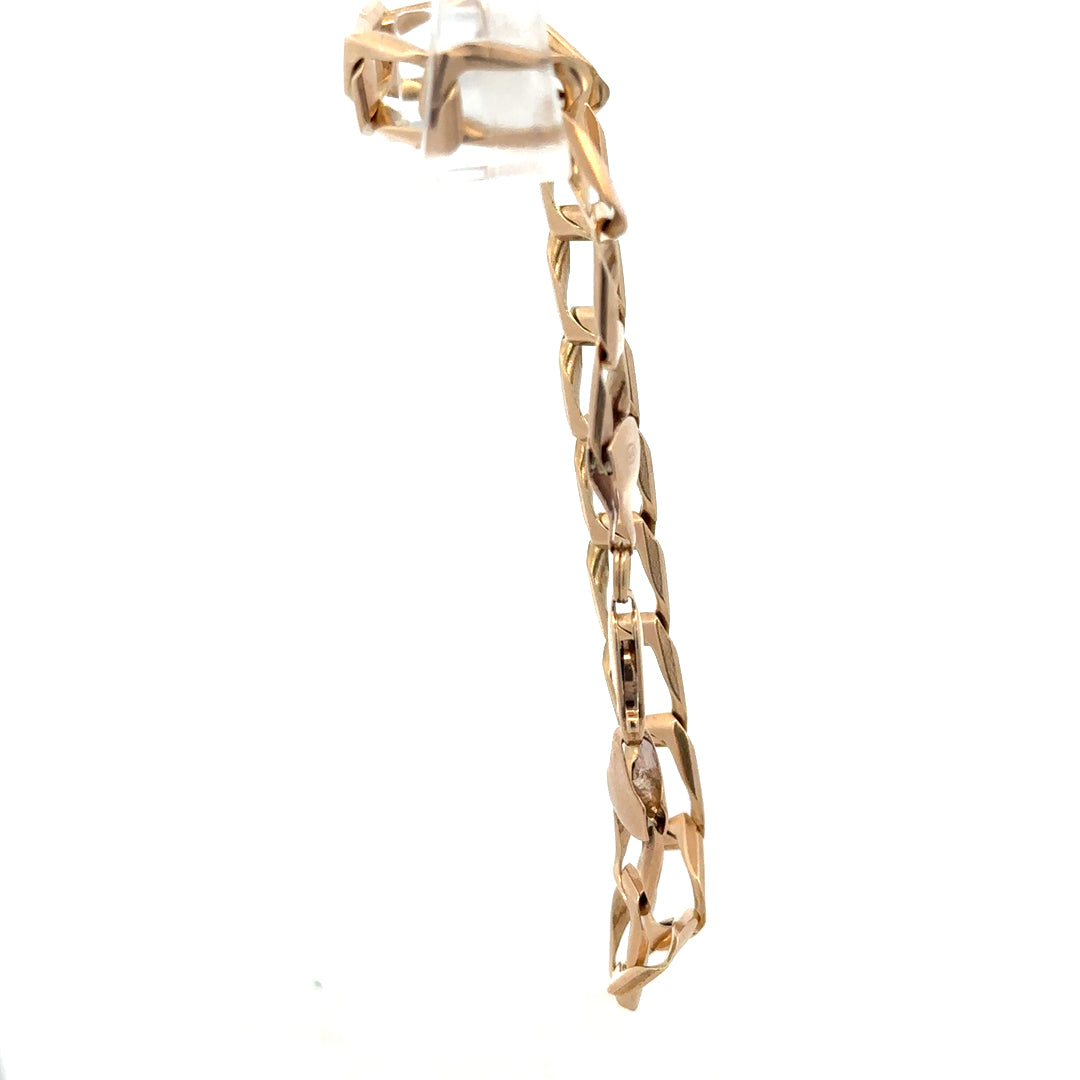 9ct yellow gold bracelet weighing 13.3g, unbranded, featuring a sleek design and polished finish.