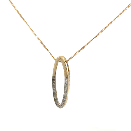 9ct yellow gold chain with diamond pendant, showcasing a delicate design and sparkling gemstone on a fine jewelry chain.