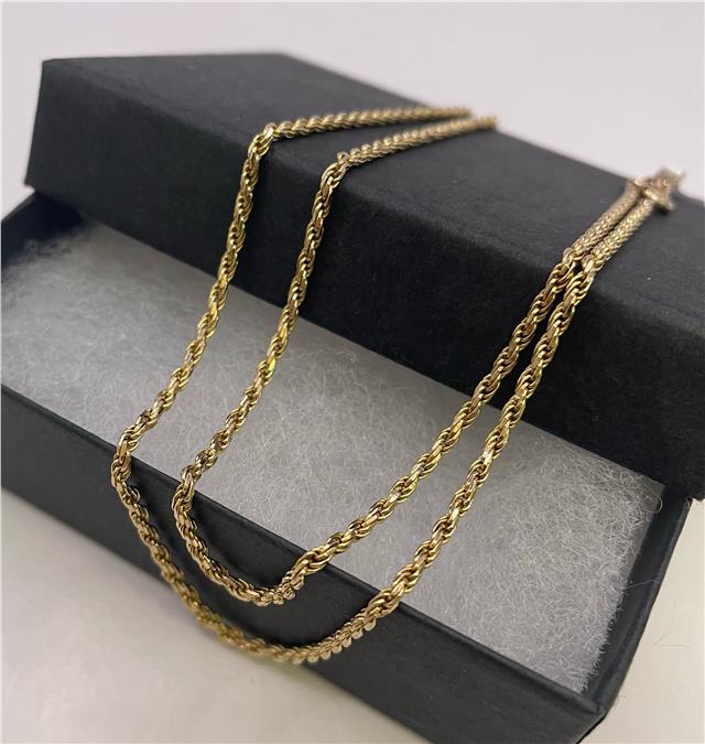 9ct yellow gold chain with a classic link design, unbranded jewelry item, displayed against a neutral background