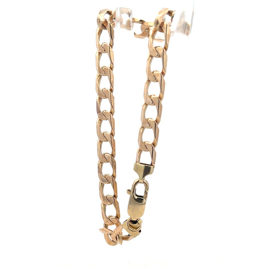 9ct yellow gold curb bracelet weighing 18.3g, unbranded, with a classic linked chain design visible in the image.
