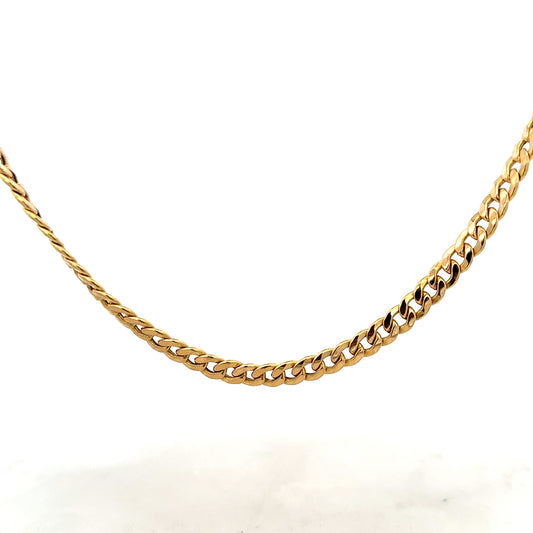 9ct yellow gold curb chain weighing 14.6g, featuring classic linked design, unbranded jewelry accessory.