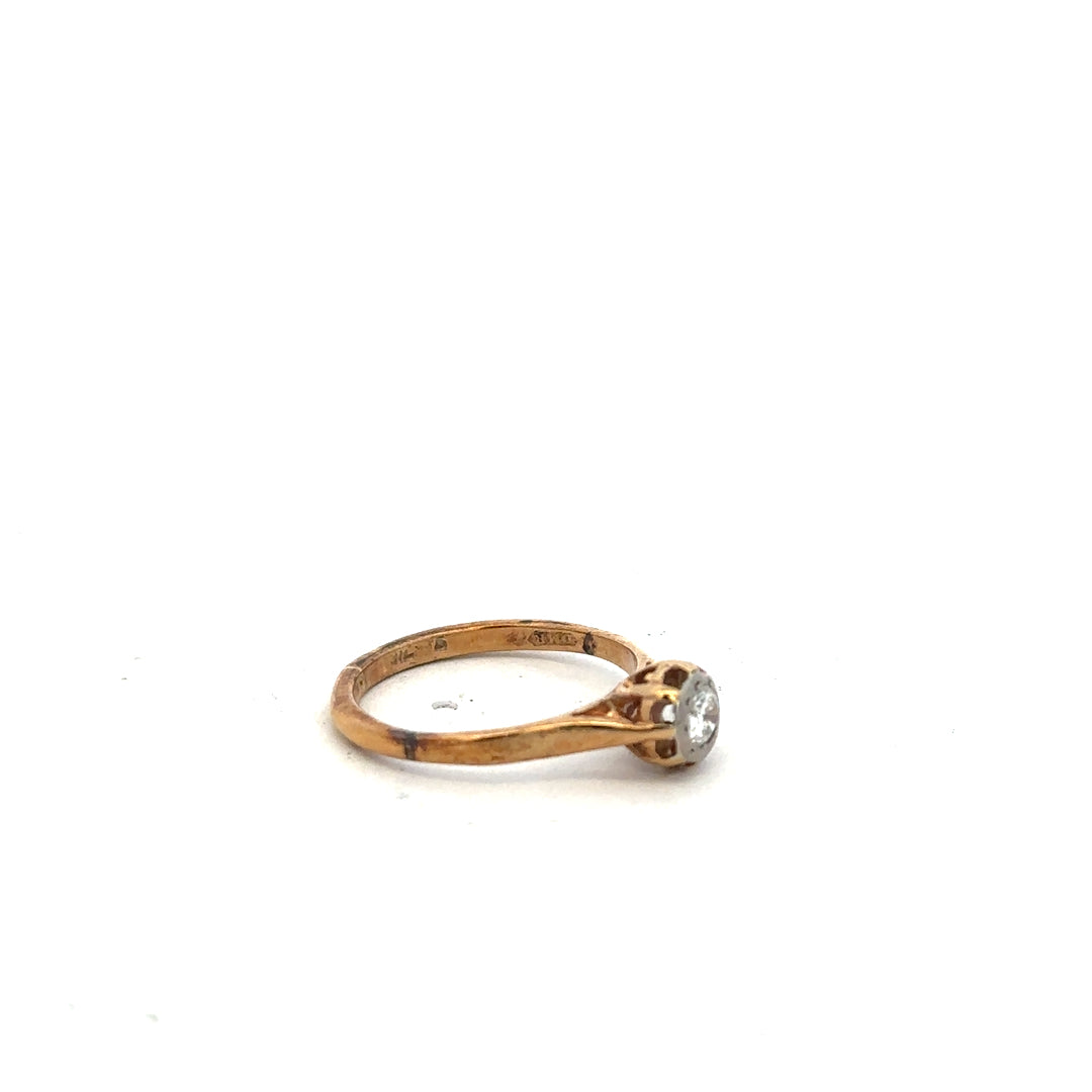 9ct yellow gold diamond ring in size K with a sparkling diamond, crafted with elegant design and classic style.