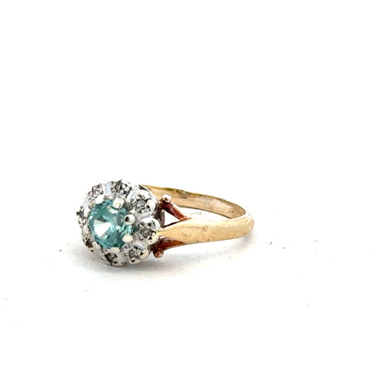 9ct yellow gold diamond ring in size K with sparkling diamonds, showcasing a elegant jewelry design.