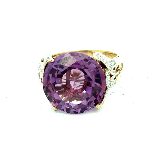 9ct yellow gold diamond ring in size M with sparkling diamonds, unbranded, showcasing an elegant jewelry design.