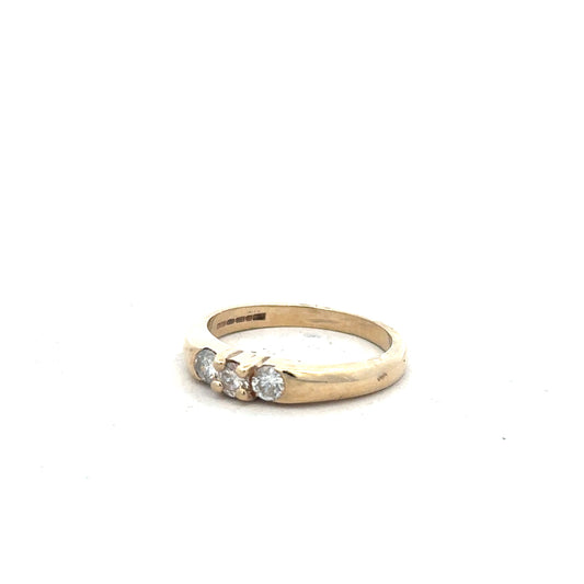 9ct yellow gold diamond ring in size M with sparkling diamonds, featuring a sleek and elegant design.